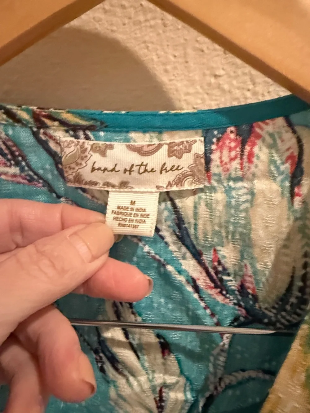Free People Teal Floral Tie-Front Top - Picture 2 of 4